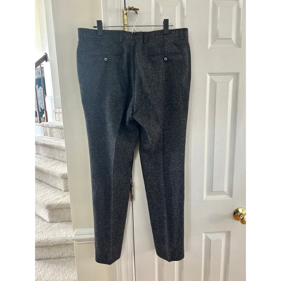Paisley & Gray Grey Herringbone Tweed Wool Blend Slim Fit Trousers 36/30 - Picture 4 of 8